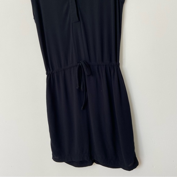 James Peres Black Short Sleeve Mini Shirt Dress Self Tie Belt size Medium - Picture 5 of 8